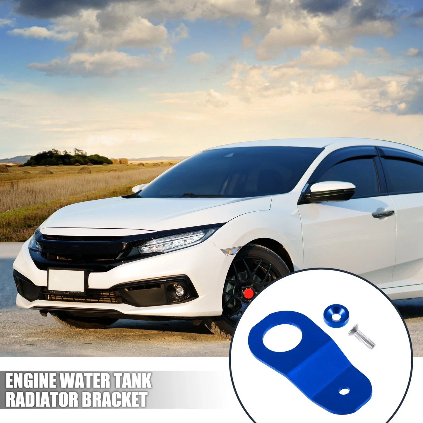 Engine Water Tank Radiator Bracket for Honda Civic (2001-2005) - Aluminum Blue