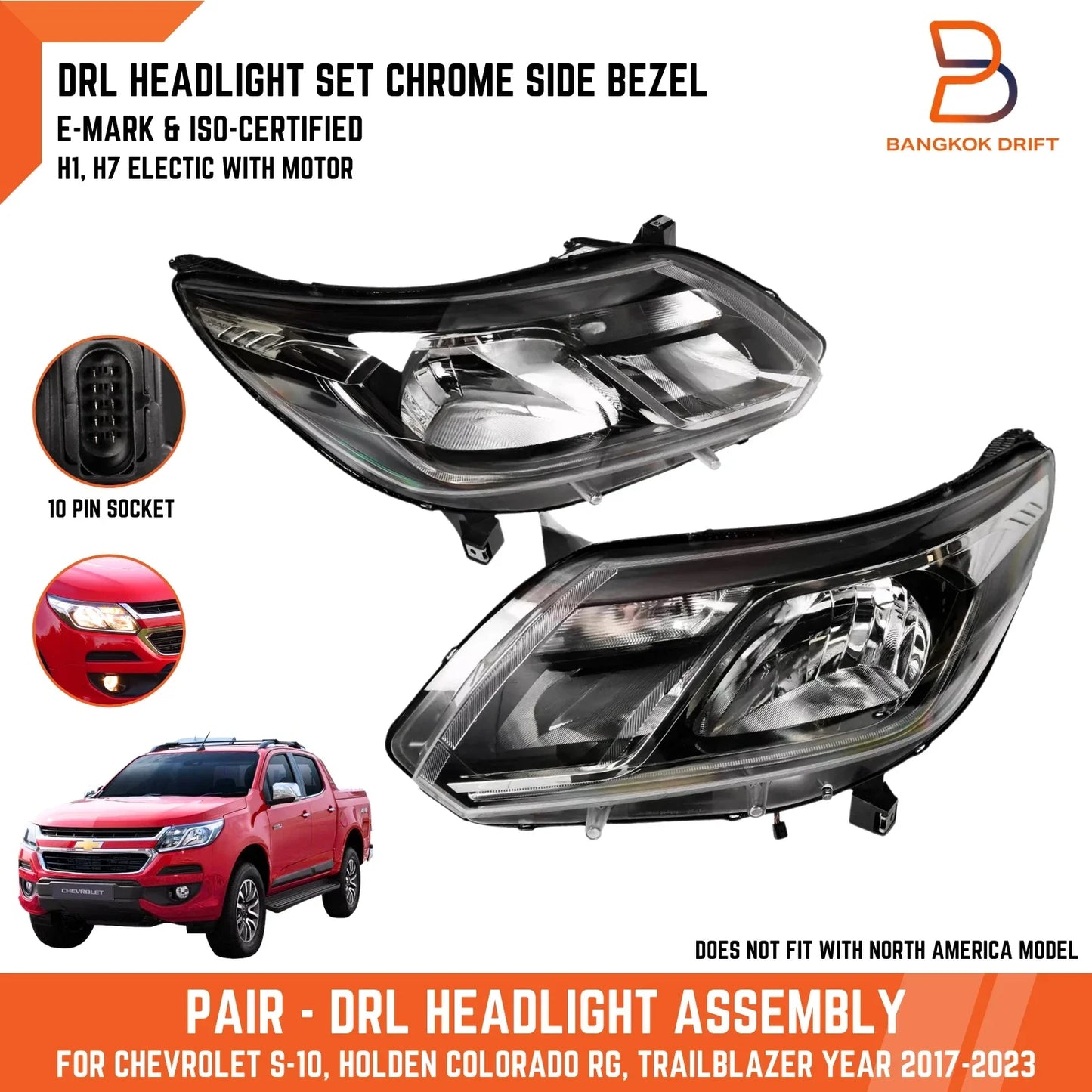 Holden Colorado RG LED DRL Headlights Pair 2017-2023