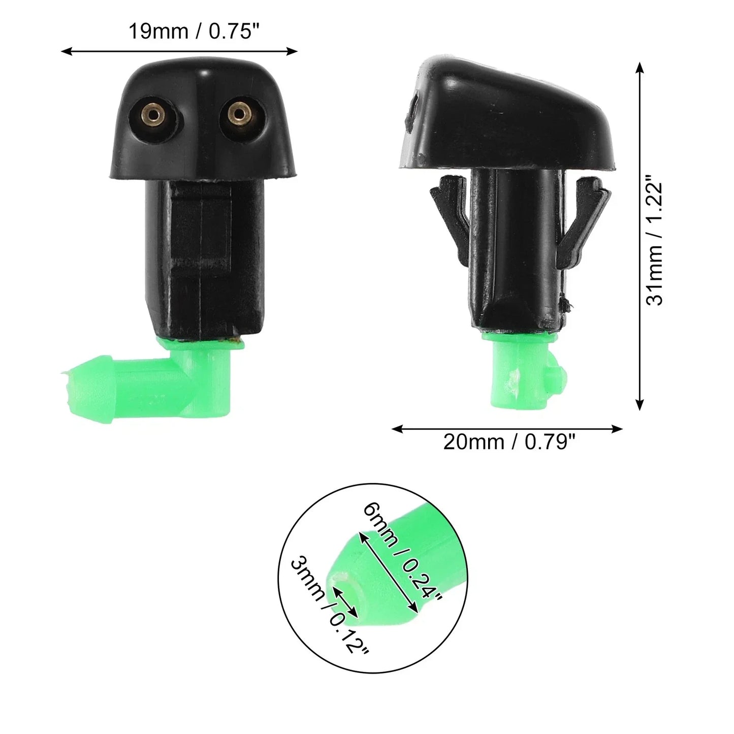 Windshield Wiper Washer Nozzle Spray Jet for Honda Accord  - 2 x Black