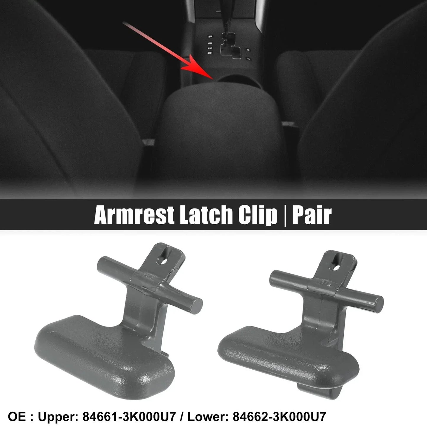 Armrest Latch Clip for Hyundai Sonata 2009-2010 (2 x) Grey