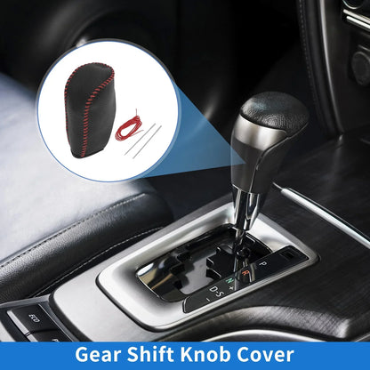 Car Gear Shift Knob Cover for Hyundai Tucson 2010-2013 - Pebbled Black Red