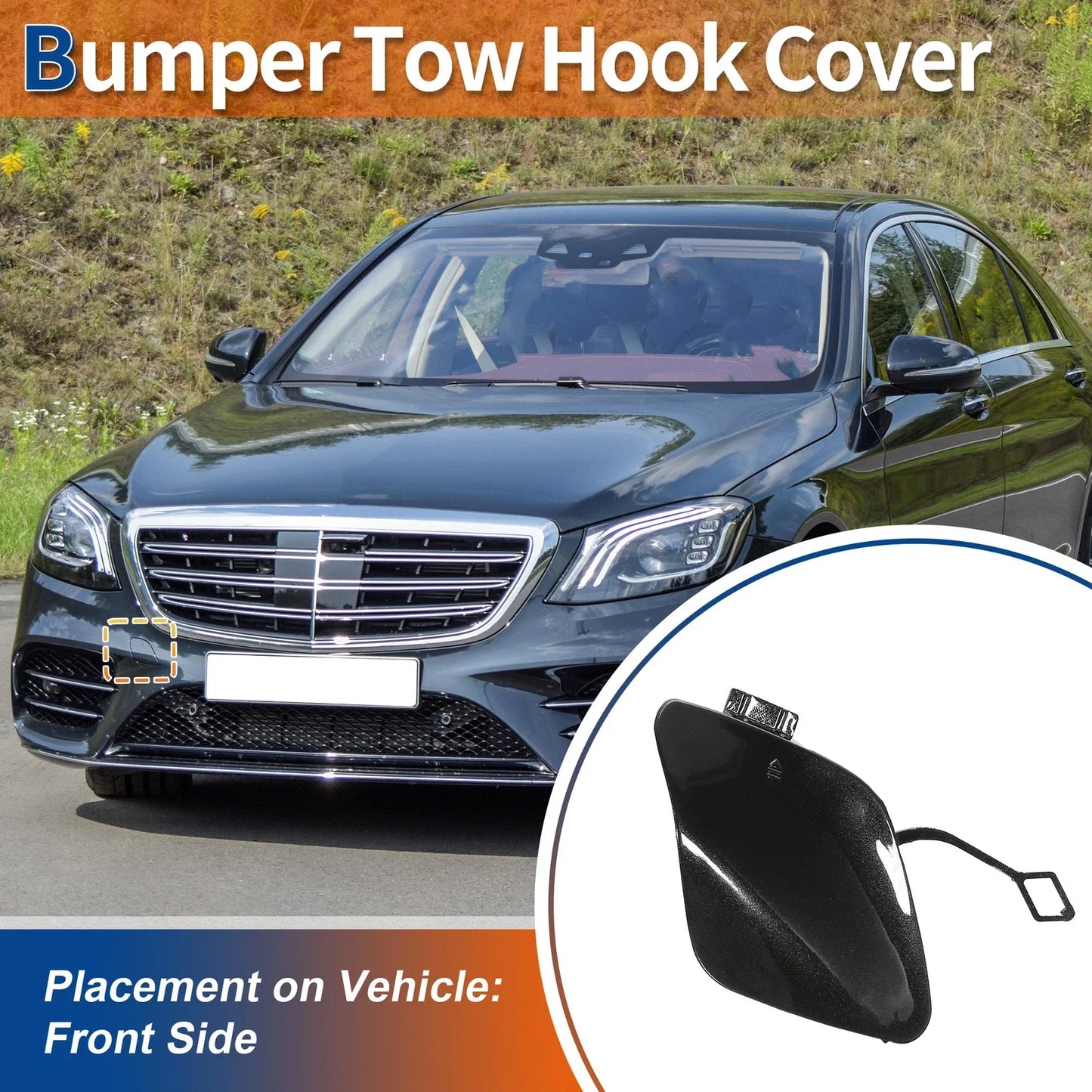 Bumper Tow Hook Cover for Mercedes-Benz S-Class (2014-2023) Black