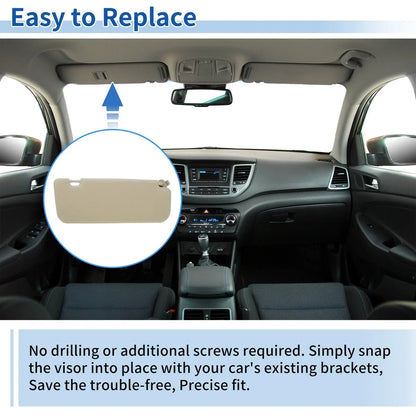Left Side Sun Visor for Hyundai Accent 2011-2015 Beige 1 x Pcs