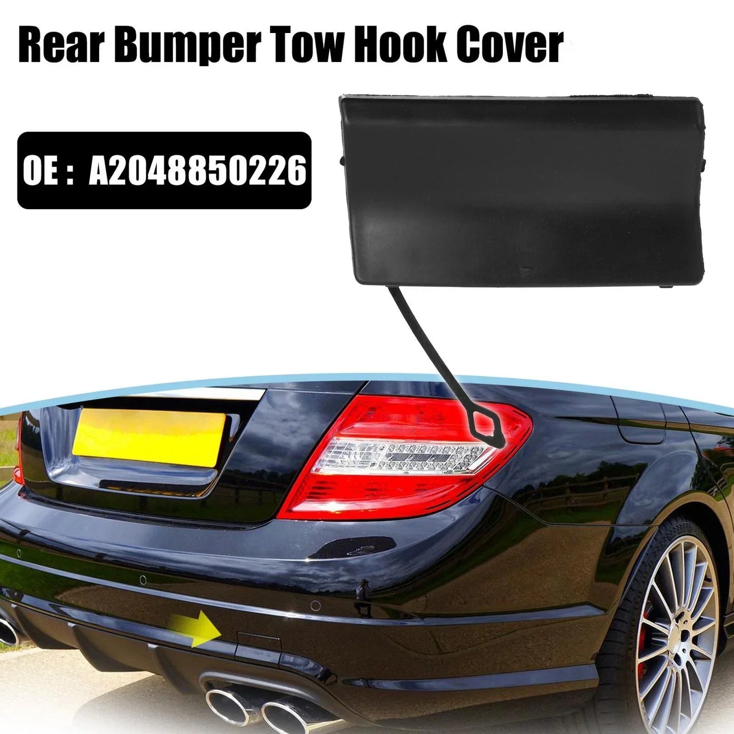 Car Rear Bumper Tow Hook Cover for Mercedes Benz 2008-2011 Black