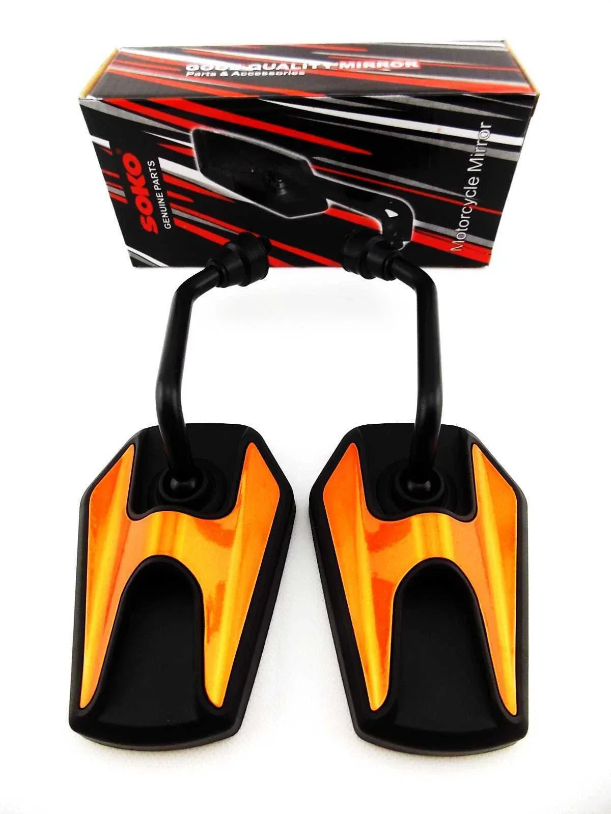 Black Orange Hex Soko Mirrors for Suzuki VS750 GL Intruder (1988-1991)