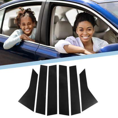 6 x Car Pillar Window Trim Covers for Honda Accord (2018-2022) Black Carbon Fiber