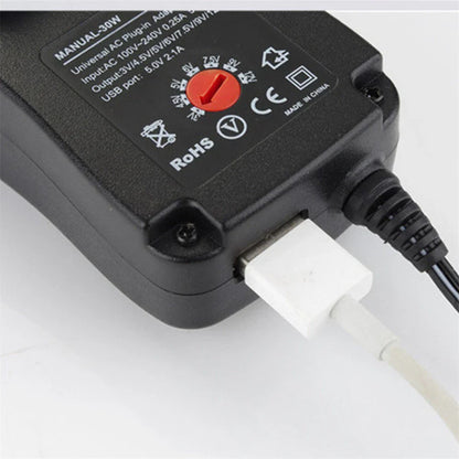 12V 30W Adjustable Power Supply Adapter + 6 x Tip Connectors for Various Models