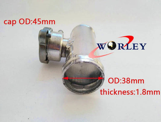 Aluminum 1-1/2" Radiator Coolant Hose Filler Neck & Cap