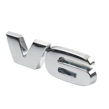 Universal Metal V6 Logo Car Emblem Badge for Fender Trunk Engine Silver