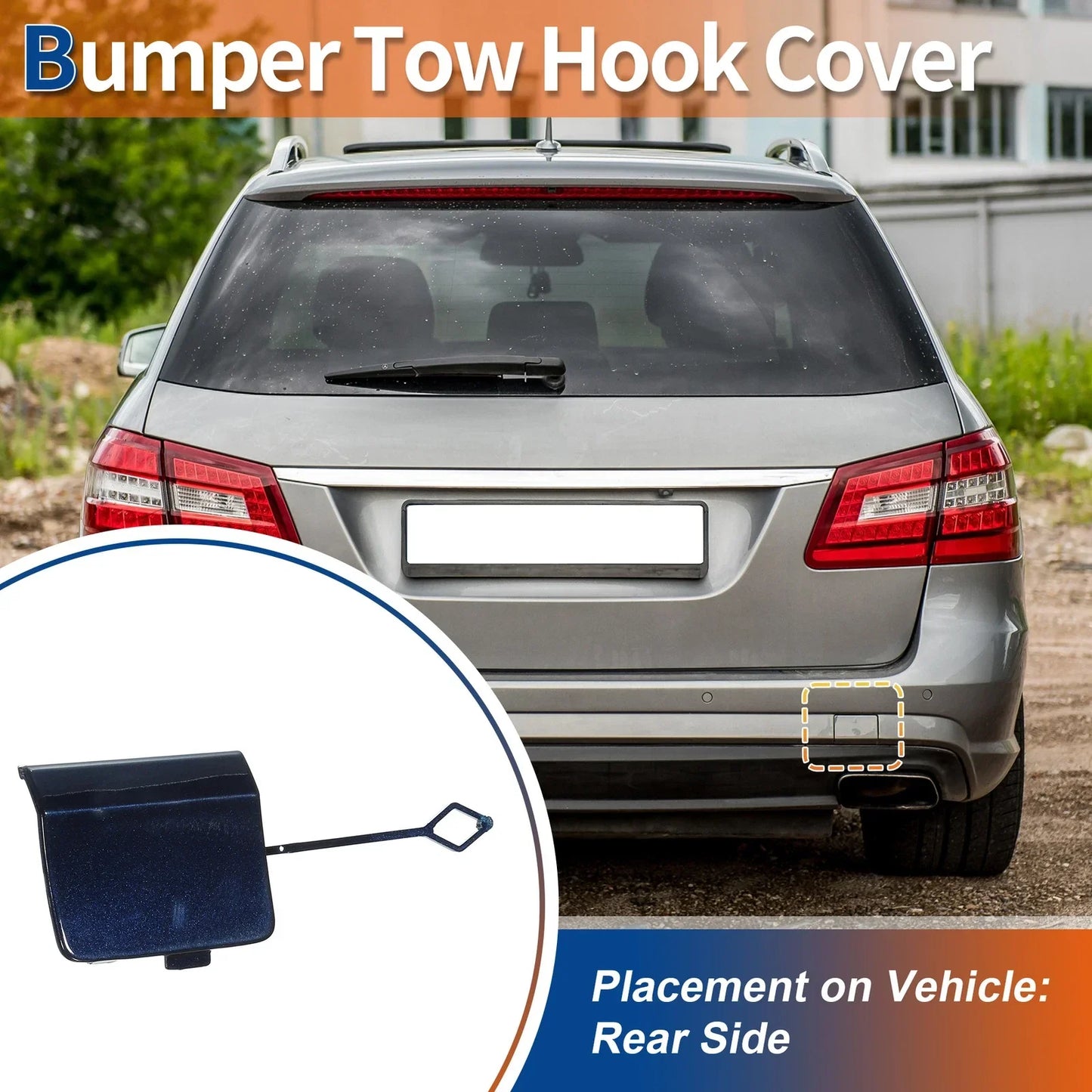 Rear Bumper Tow Hook Cover for Mercedes-Benz W212 E200 (2010-2016) Blue