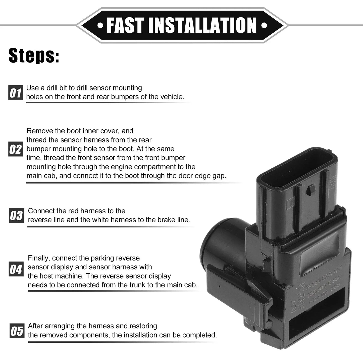 Reverse Parking Assist Sensor for Honda Pilot (2009-2011) ABS Black