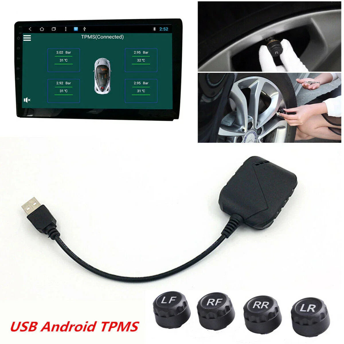 USB TPMS Tire Pressure Monitoring System for Android Car Navigation DVD Player