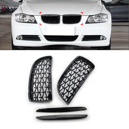 Diamond Black Front Kidney Grille for BMW 3 Series E90 E91 (2005-2008)