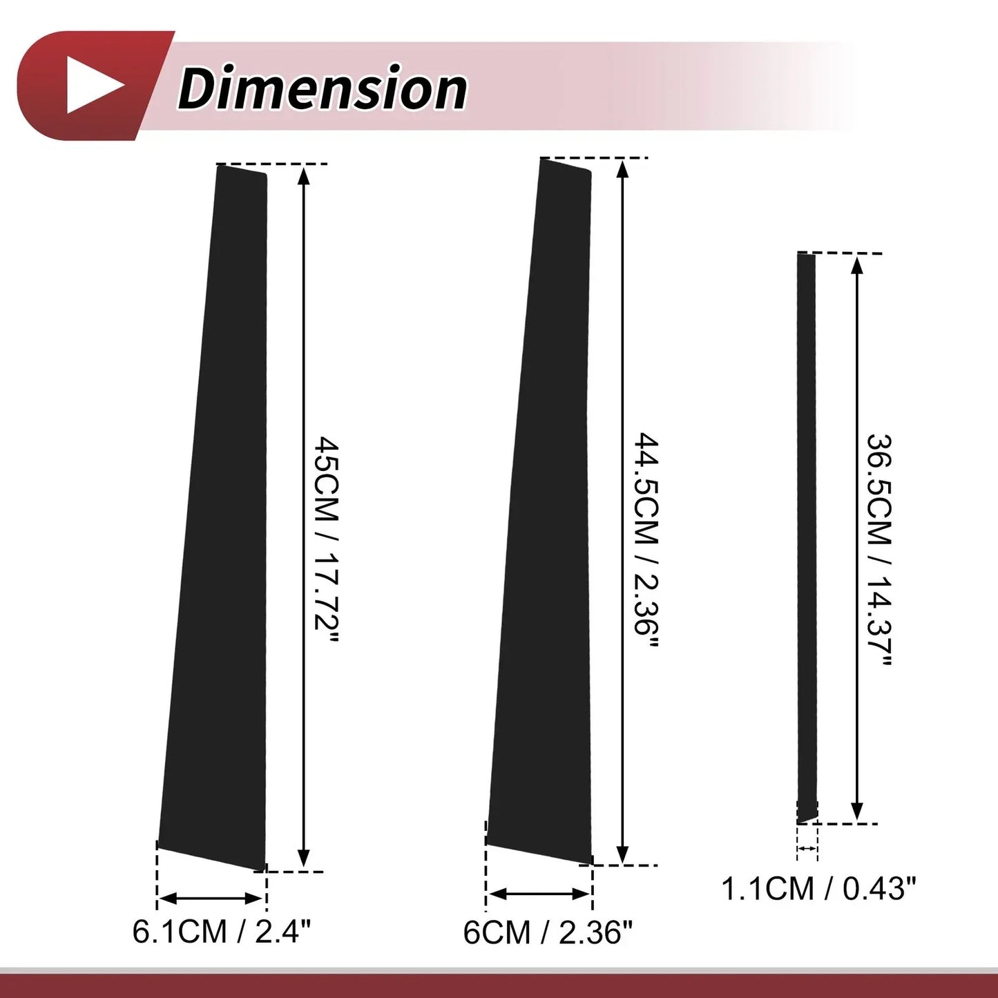 6 Pcs Black Door Pillar Window Trim for Lexus GS (1998-2005)