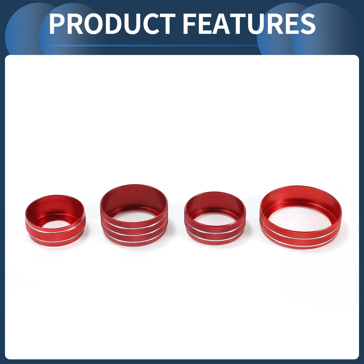 4WD Headlight Switch Knob Cover Ring for GMC Canyon (2015-2022) - 7 Pcs Red