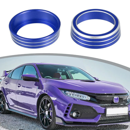 3 x Blue AC Knob Covers & Engine Start Button Cover for Honda Civic (2016-2021)