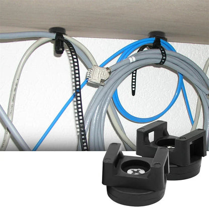 20 x Black Magnetic Cable Zip Tie Mounts for Wire Management Clips