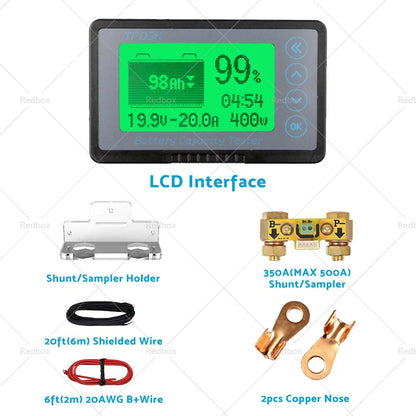 350A MAX 500A LCD Alarm Tester Battery Monitor for Caravan
