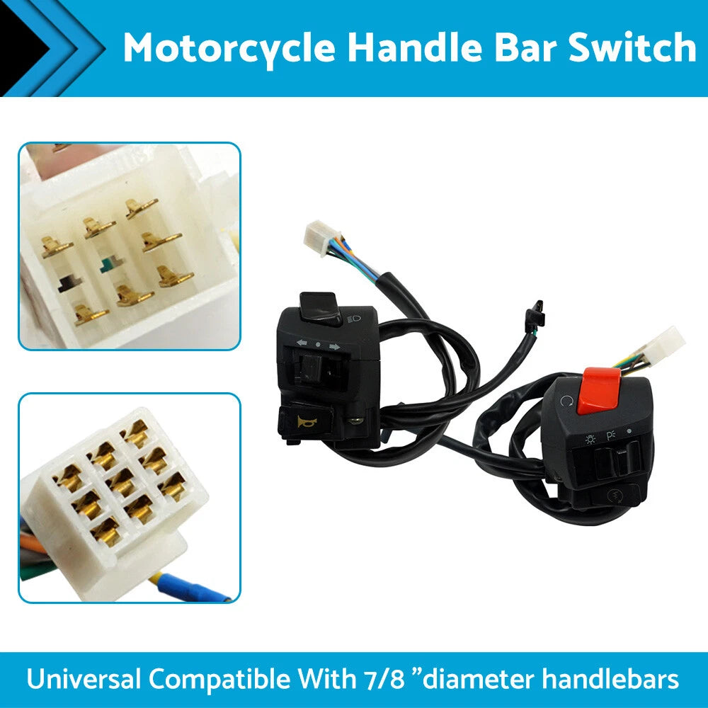 Handlebar Motorcycle Headlight Control Switch Light Indicator for Various Models