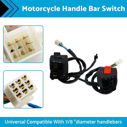 Handlebar Motorcycle Headlight Control Switch Light Indicator for Various Models