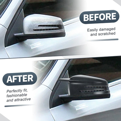 Rearview Mirror Cover Cap 2 x Black Carbon Fiber for Mercedes-Benz W176 W246