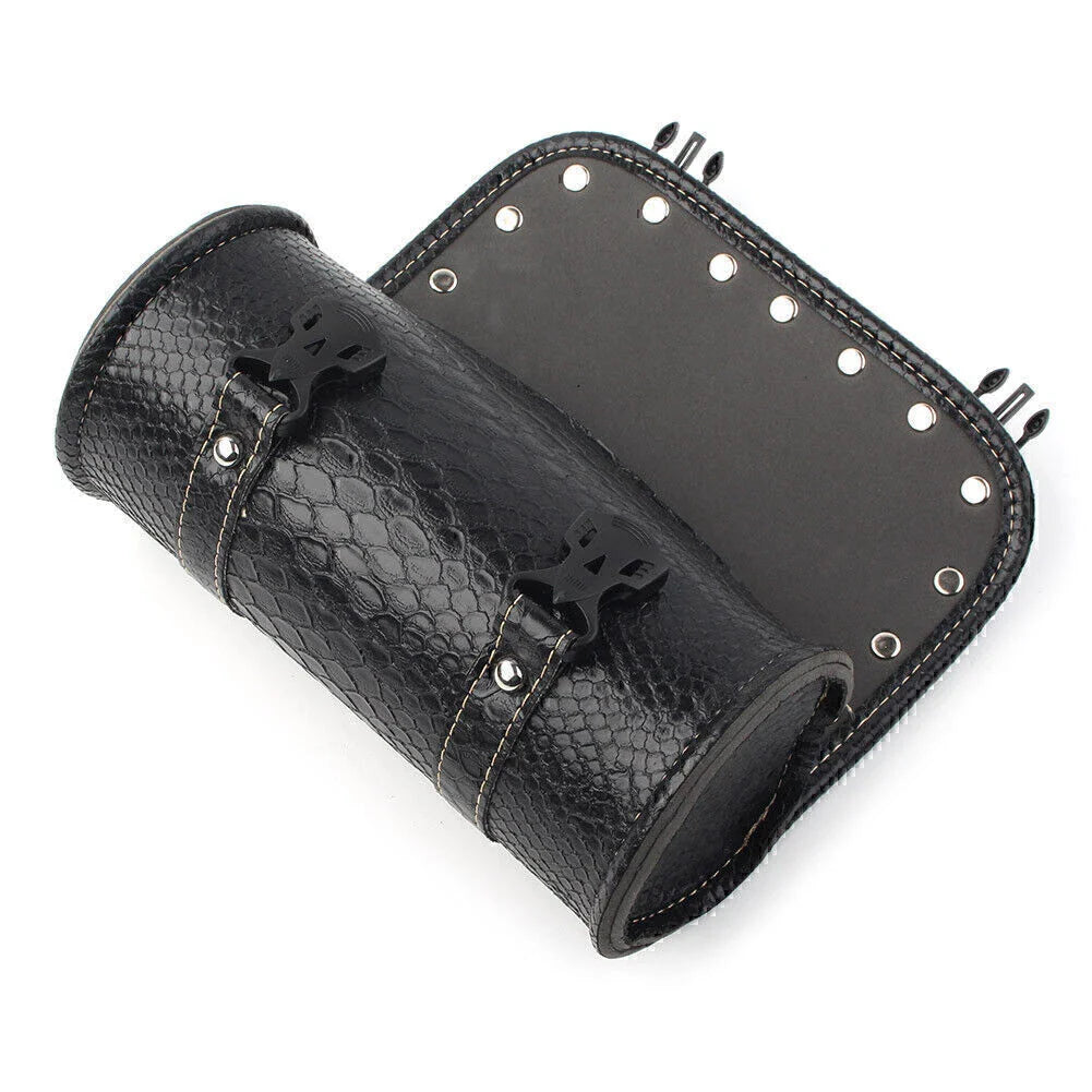 Leather Motorcycle Tool Bag for Universal Fork Handlebar Saddlebag Roll