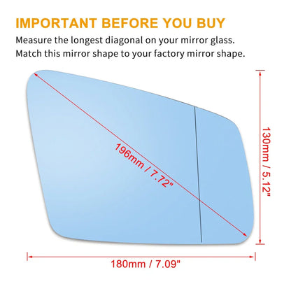 Heated Right Side Rearview Mirror Glass for Mercedes-Benz E400 (2015-2017)