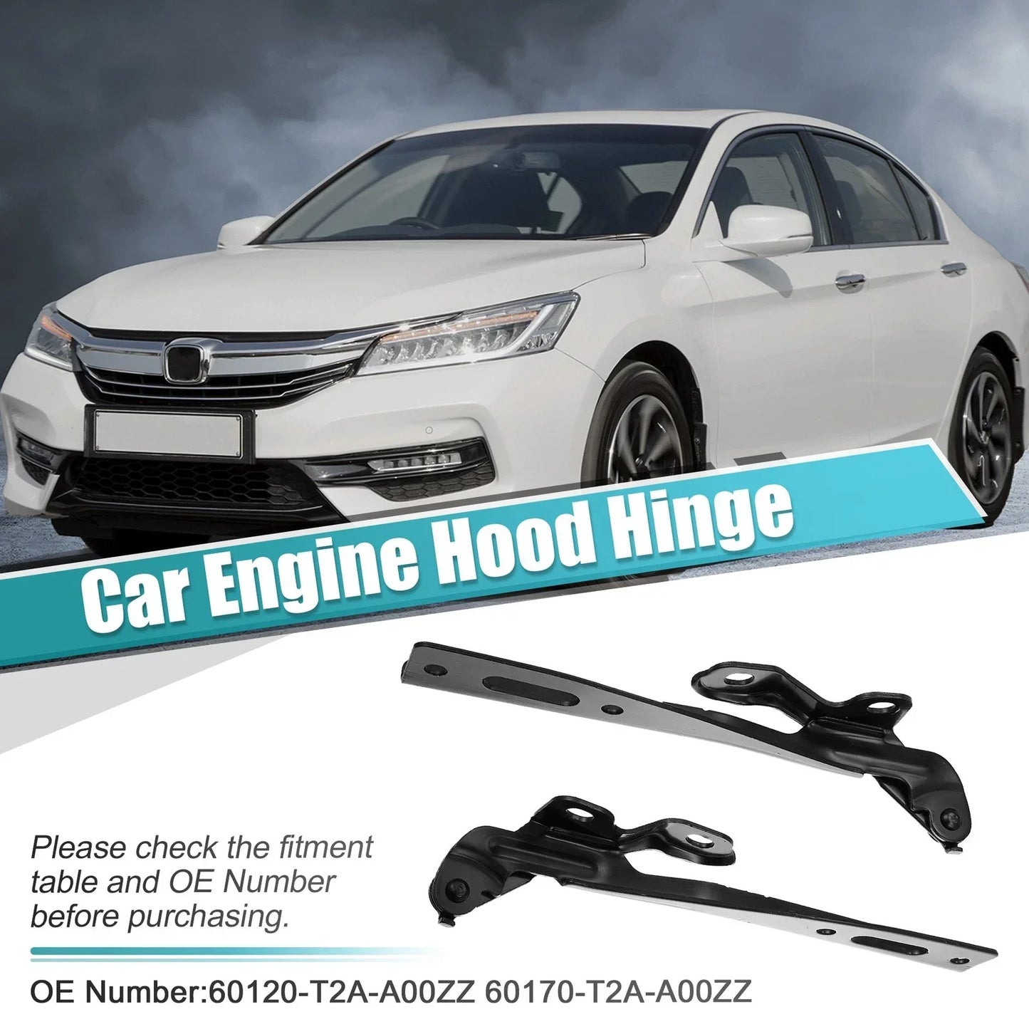 Hood Hinge 2 x Black for Honda (60120T2AA00ZZ) (2016-2023)
