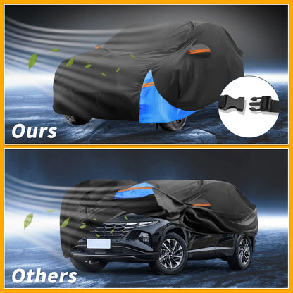 Waterproof All Weather Car Cover for Hyundai Tucson (2004-2024) Black Blue 210D-PU