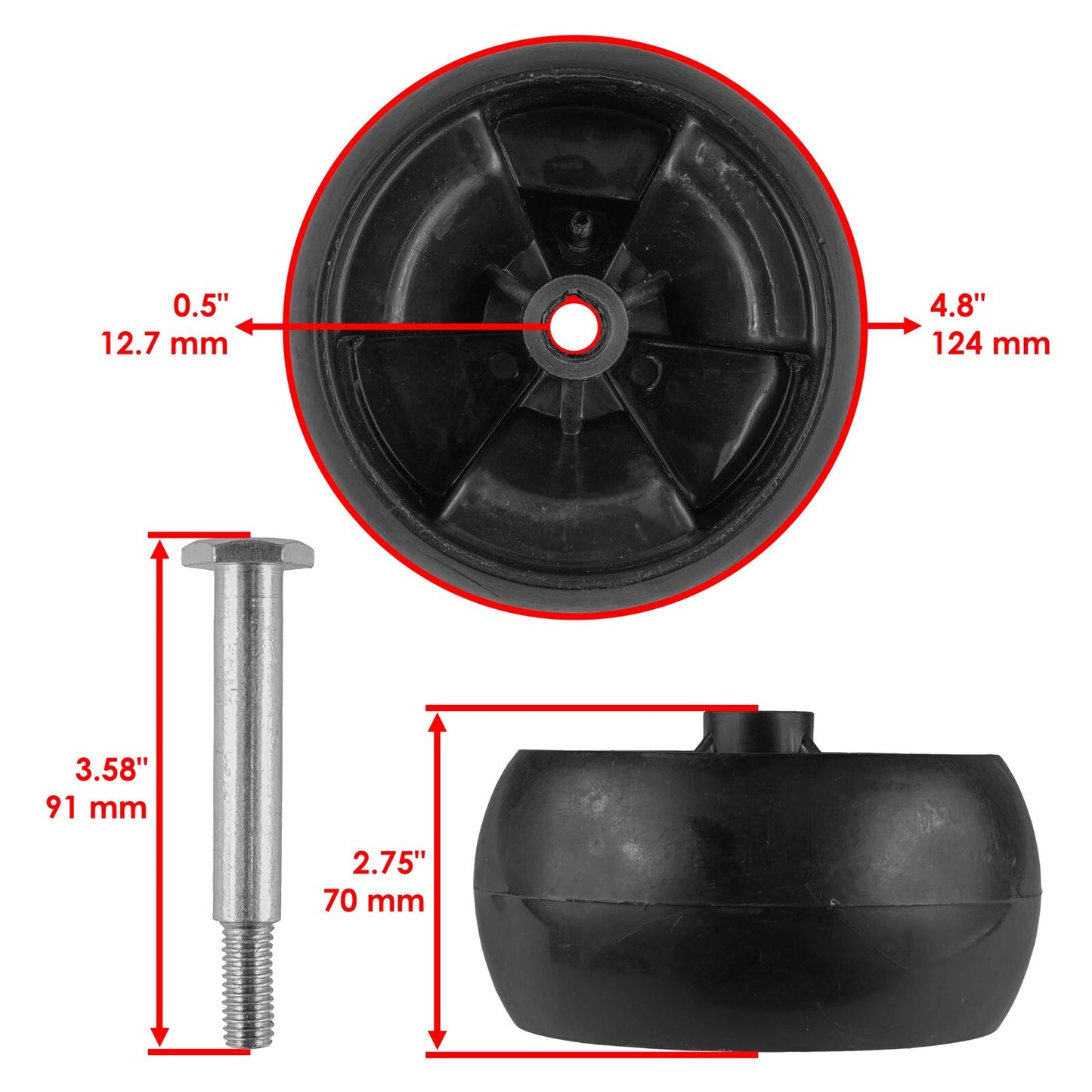 2x Mower Deck Wheel Replacement for MTD ZT-S46 (2016–2017) Lawn Tractor