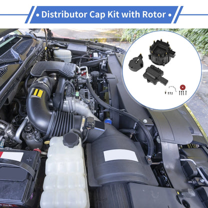 Distributor Cap Kit for Chevy GM SBC BBC 305 327 350 396 Black with Rotor