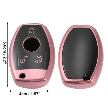 Key Fob Cover Case with Keychain Pink for Mercedes Benz C E S M CLS