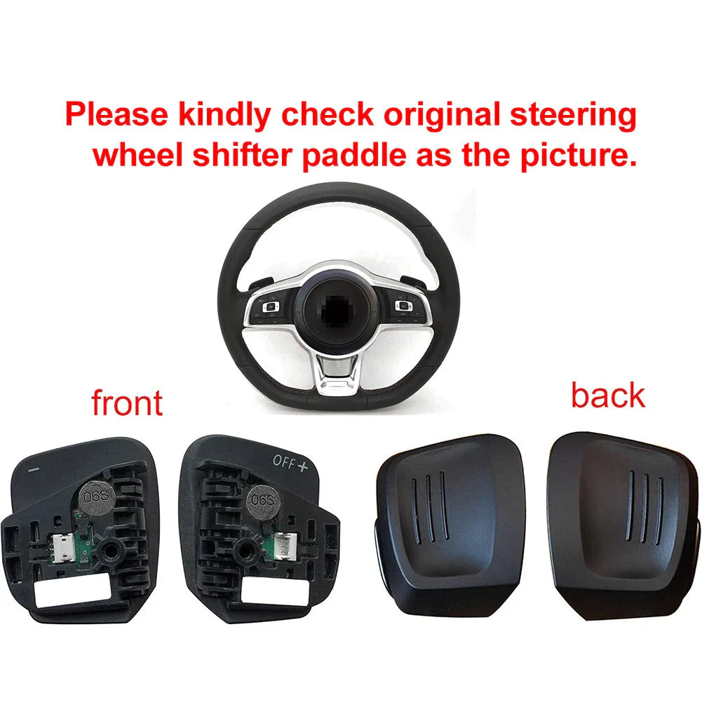 Black Steering Wheel Paddle Shifter Extensions for VW Golf, Atlas, Sharan, Touareg (2020-2023)
