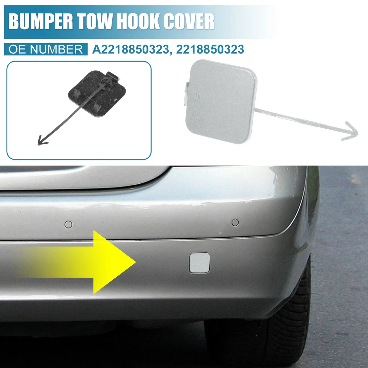 Rear Bumper Tow Hook Cover for Mercedes-Benz W221 (2007-2009) Silver Tone