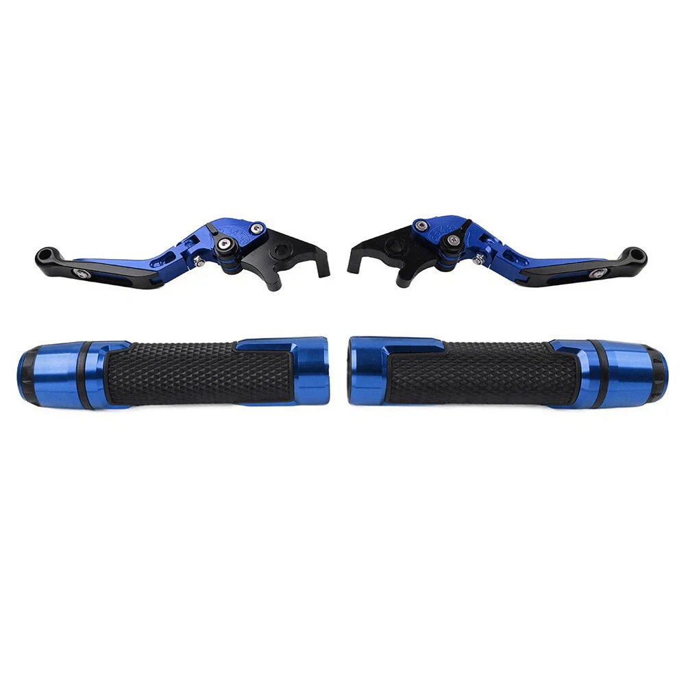 Blue Extendable Brake Clutch Levers & Handlebar Grips for Suzuki GSX-S750 (2017-2023)