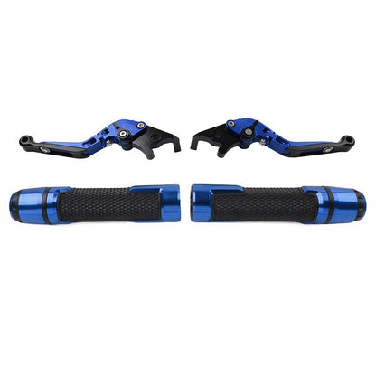 Blue Extendable Brake Clutch Levers & Handlebar Grips for Suzuki GSX-S750 (2017-2023)