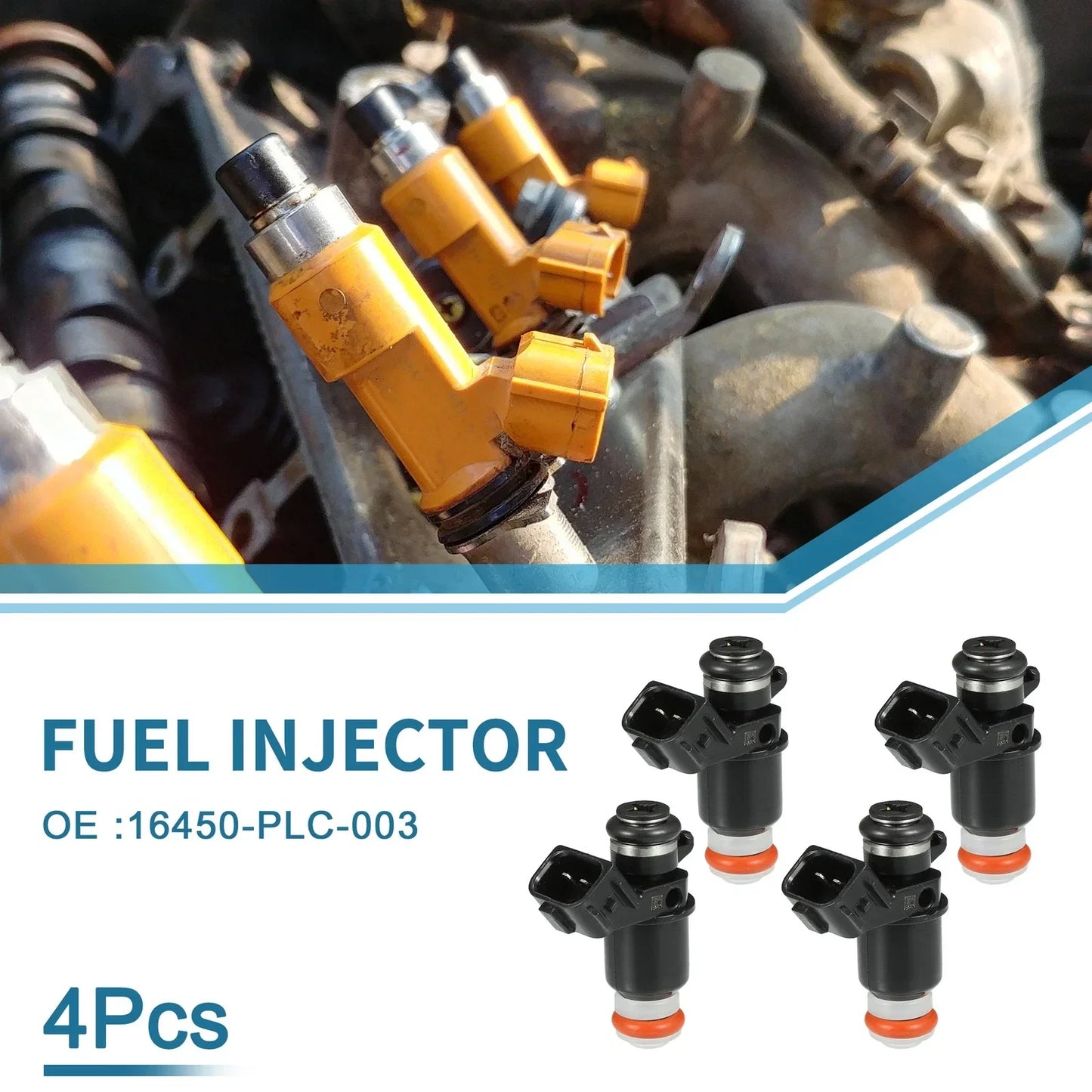 Fuel Injector 1.7L for Honda Civic DX, LX (2001-2005) - 4 x Black Injectors