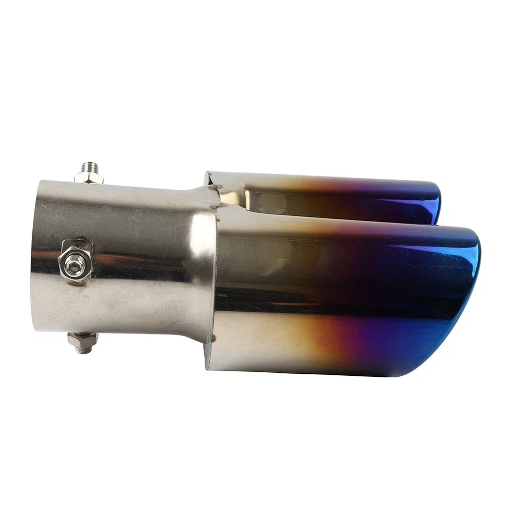 Dual Steel Bluing Rear Exhaust Pipe Tail Muffler Tip for Universal Accessory