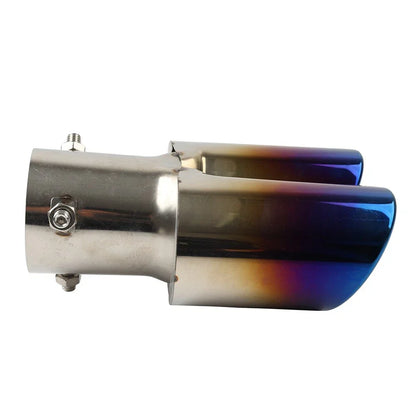 Dual Steel Bluing Rear Exhaust Pipe Tail Muffler Tip for Universal Accessory
