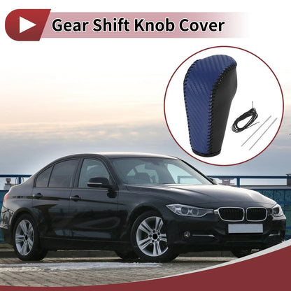 Gear Shift Knob Cover for BMW 3 Series E90 (2004-2012) Black Blue Faux Leather