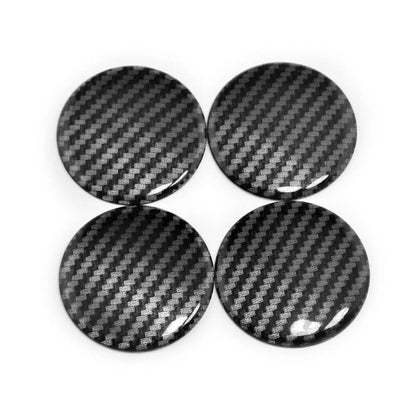 50mm Carbon Fiber Style Stripe Emblem Hub Wheel Cap Sticker Kit Set for Model