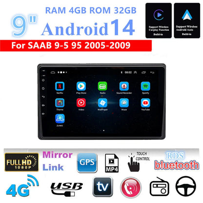 9'' Android Car Head Unit RAM 4GB ROM 32GB WIFI 4G RDS for SAAB 9-5 (2005-2009)
