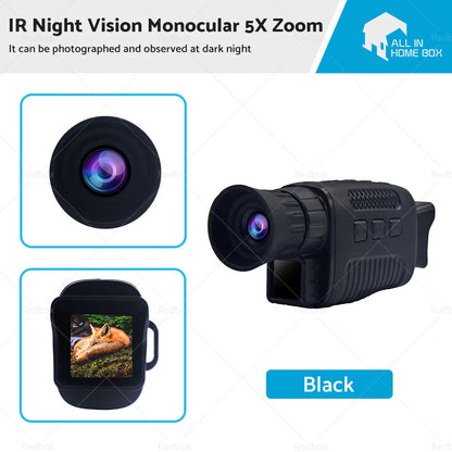 5X Zoom Black IR Night Vision Monocular Digital Camera HD Video 1080