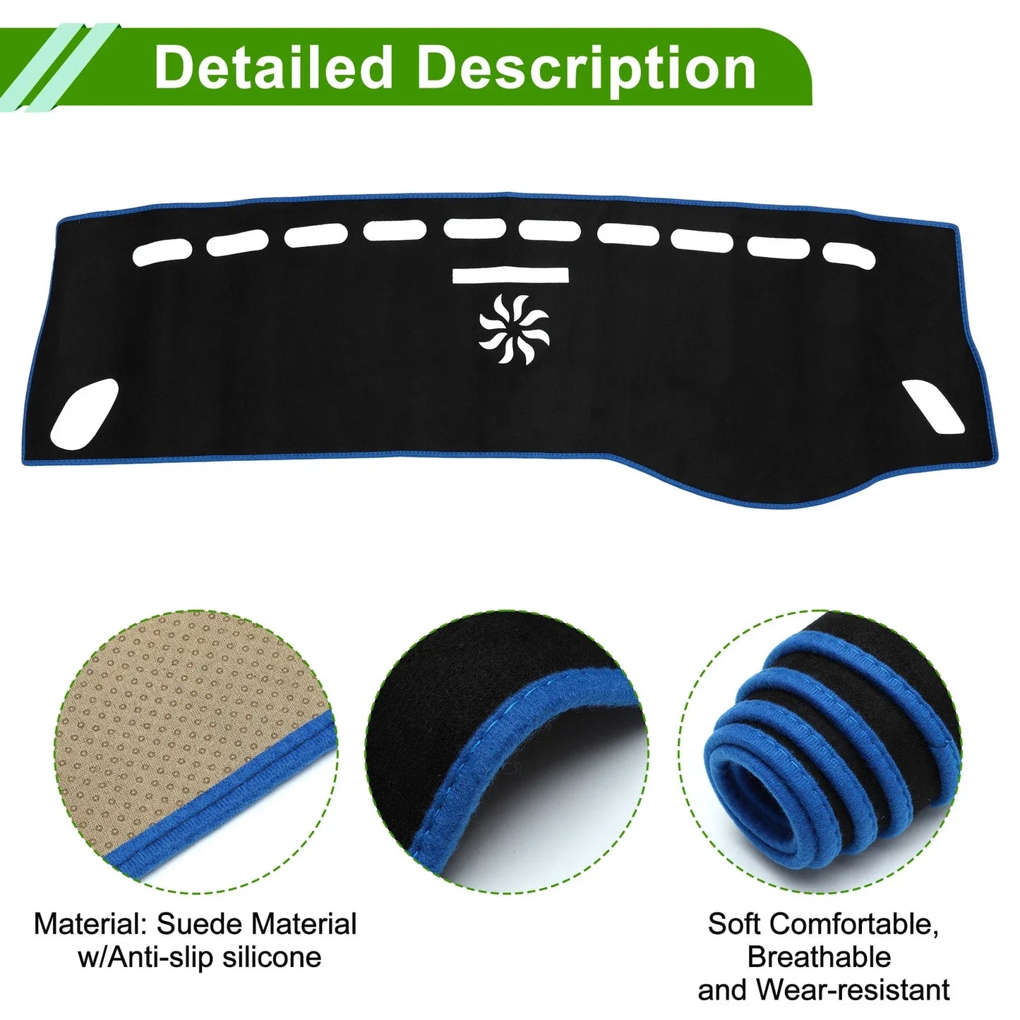 Dashboard Cover Mat for Mercedes A-Class 2013-2017 Sun Protector Pad Black Blue