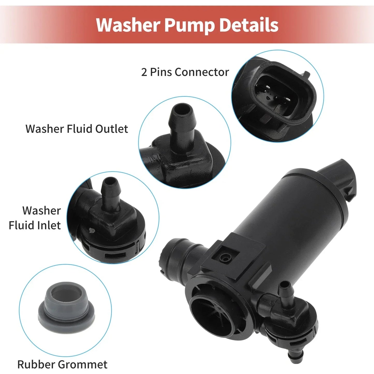 Windshield Washer Pump for Honda CR-V EX EX-L LX Touring (2017-2023)