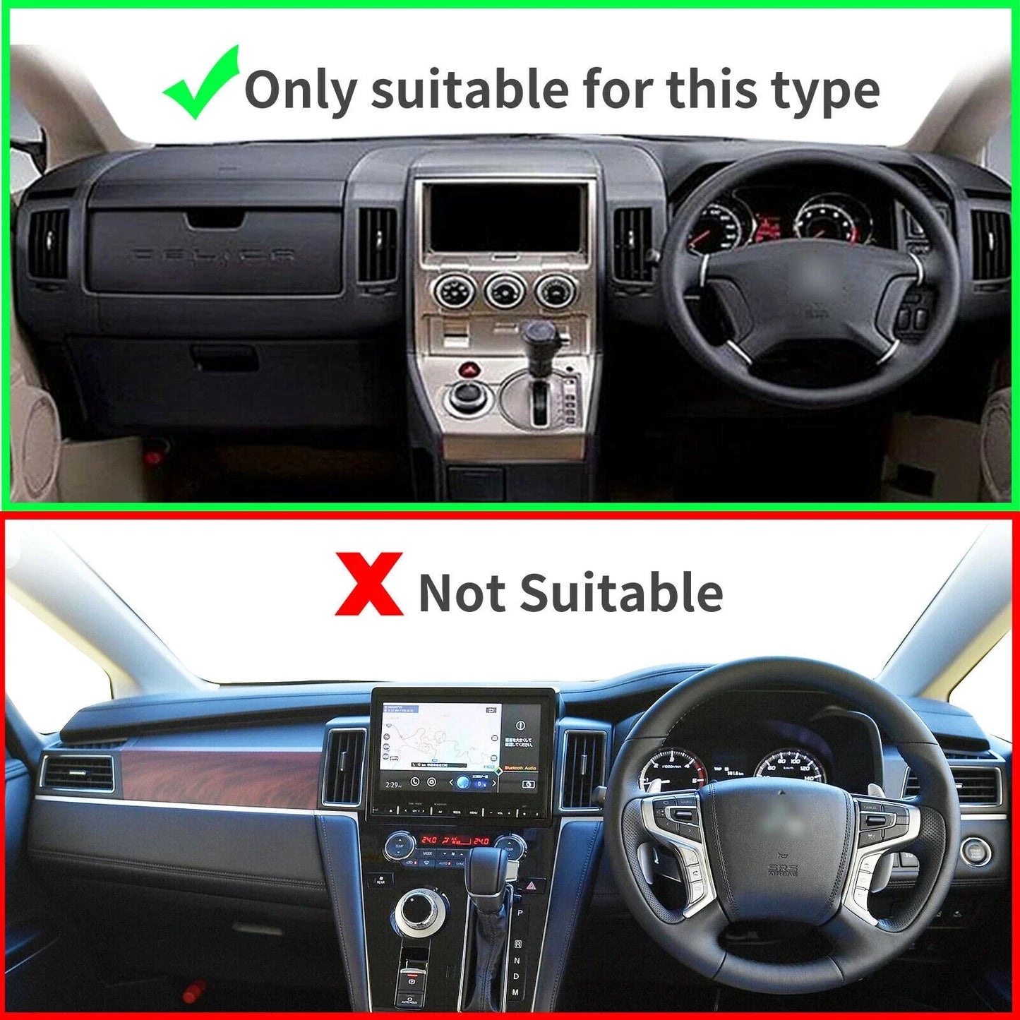 Non-Slip Dash Mat for Mitsubishi Delica D:5 Dashboard Cover Black