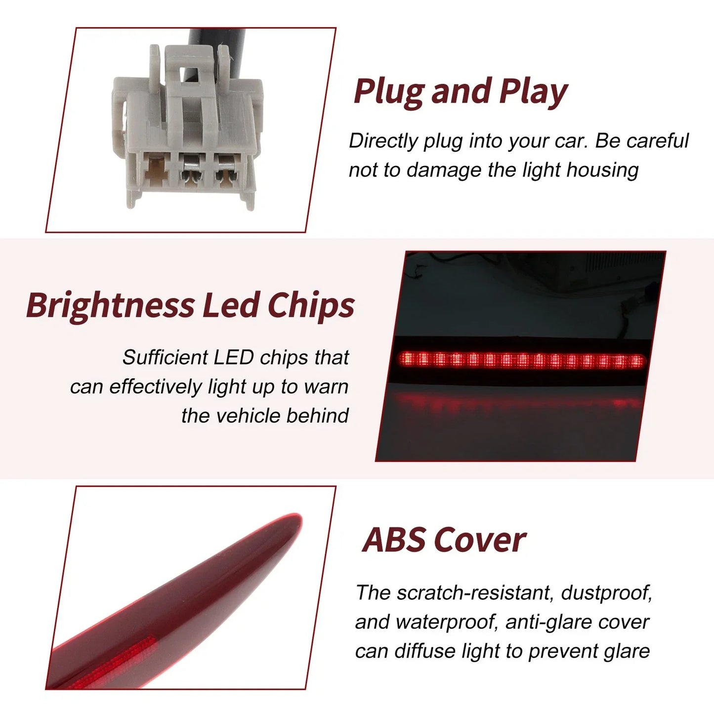 Red High Mounted LED Third Brake Light for Honda Accord (2006-2007)