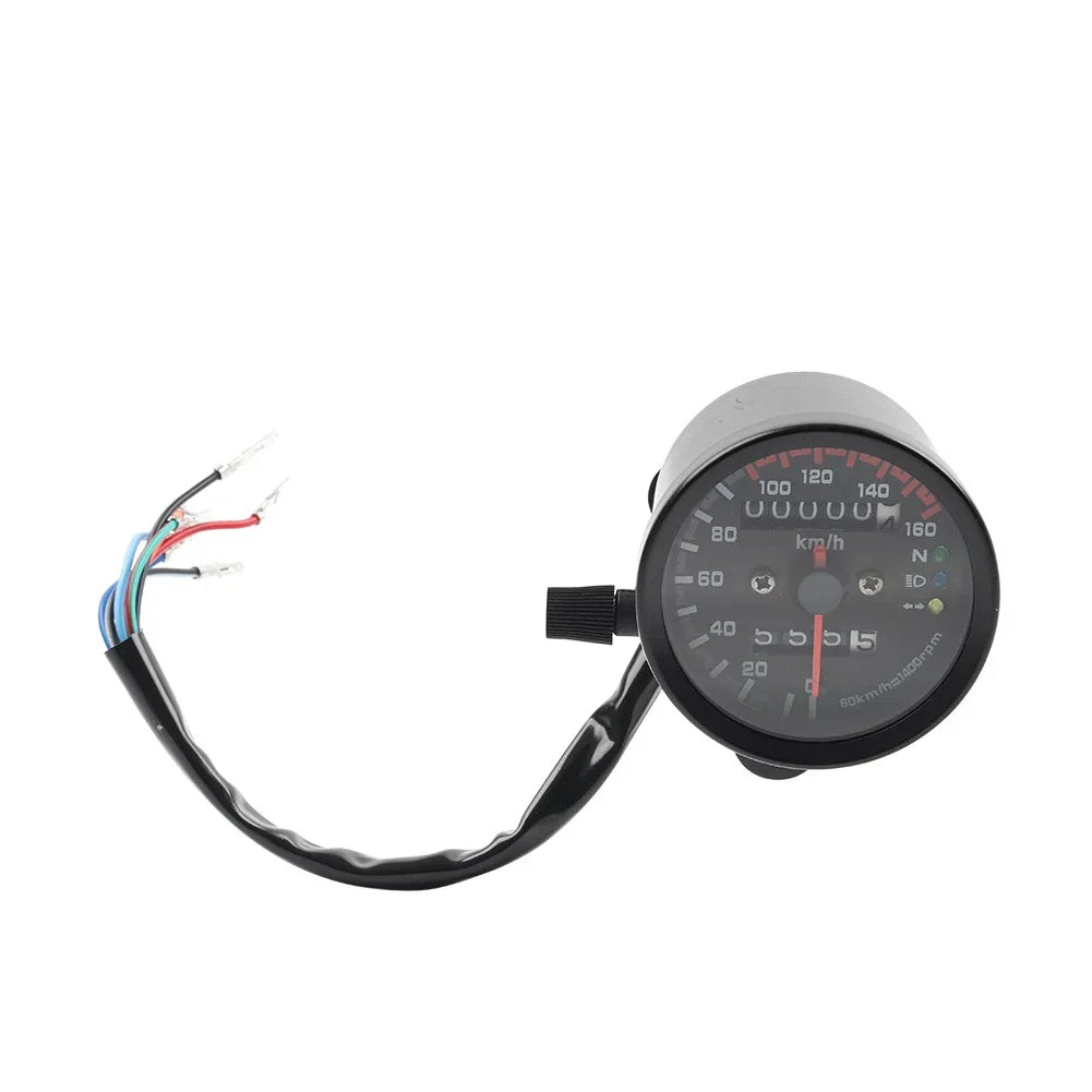 Mini Speedometer Odometer Gauge w/ Indicator Light for Motorcycle Universal (12V)