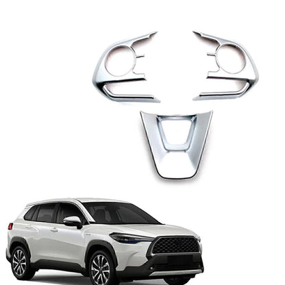 3 x Steering Wheel Frame Cover Trim for Toyota Corolla (2019-2022) Matte Silver