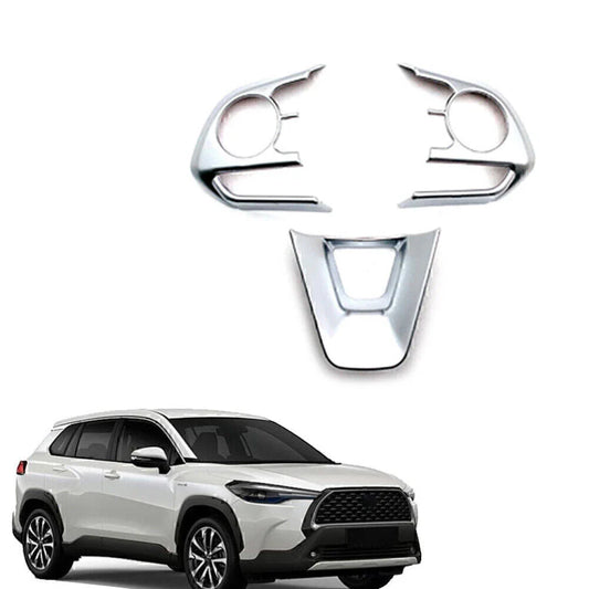 3 x Steering Wheel Frame Cover Trim for Toyota Corolla (2019-2022) Matte Silver